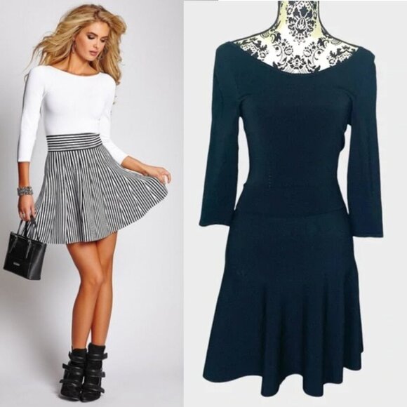 Guess Black Fit & Flare Knit Dress - Picture 1 of 11
